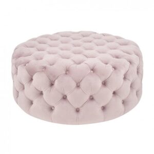 Roche Light Pink Round Velvet Ottoman 120cm - Avant Garde Furniture - Designer Furniture Store & Luxury Home Decor