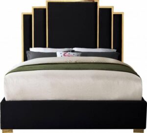 Rochester Black Velvet Gold Bed - Avant Garde Furniture - Designer Furniture Store & Luxury Home Decor