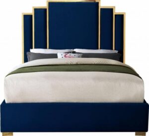 Rochester Navy Velvet Gold Frame Bed - Avant Garde Furniture - Designer Furniture Store & Luxury Home Decor