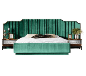 Saint Germain Emerald Velvet Gold Queen Bed - Avant Garde Furniture - Designer Furniture Store & Luxury Home Decor