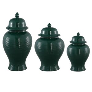 Salvatore Forest Ribbed Temple Jar Set of 3 - Avant Garde Furniture - Designer Furniture Store & Luxury Home Decor