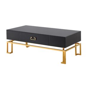 Santorini Black Glass Gold Coffee Table - Avant Garde Furniture - Designer Furniture Store & Luxury Home Decor