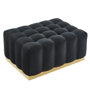 Savona Black Velvet Gold Ottoman - Avant Garde Furniture - Designer Furniture Store & Luxury Home Decor