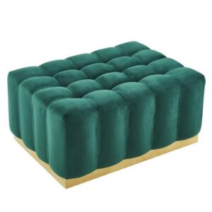 Savona Emerald Velvet Gold Ottoman - Avant Garde Furniture - Designer Furniture Store & Luxury Home Decor