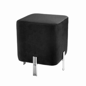Savona Roche Black Velvet Chrome Stool - Avant Garde Furniture - Designer Furniture Store & Luxury Home Decor