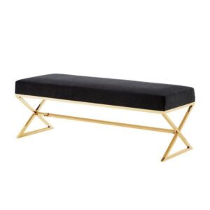 Savoy Black Velvet Gold Bench - Avant Garde Furniture - Designer Furniture Store & Luxury Home Decor