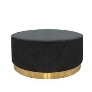 Roche Black Velvet Brass Ottoman 100cm - Avant Garde Furniture - Designer Furniture Store & Luxury Home Decor
