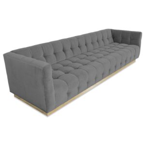 Savoy Grey Velvet Brass Sofa 300cm - Avant Garde Furniture - Designer Furniture Store & Luxury Home Decor