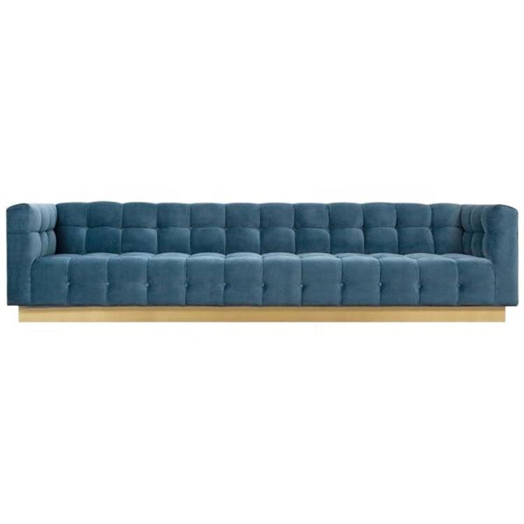 Savoy Grey Velvet Brass Sofa 300cm - Avant Garde Furniture - Designer Furniture Store & Luxury Home Decor