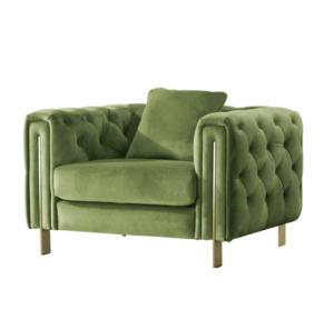 Savoy Regency Light Green Velvet Brass Sofa Armchair - Avant Garde Furniture - Designer Furniture Store & Luxury Home Decor