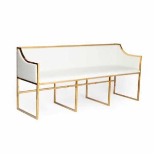 Savoy White Velvet Brass Bench Sofa - Avant Garde Furniture - Designer Furniture Store & Luxury Home Decor