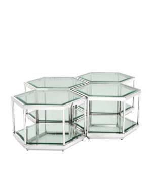 Saxon Chrome Bevelled Glass Coffee Table Set - Avant Garde Furniture - Designer Furniture Store & Luxury Home Decor