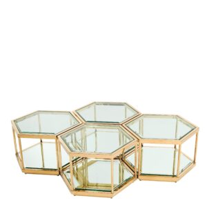 Saxon Gold Bevelled Glass Coffee Table Set - Avant Garde Furniture - Designer Furniture Store & Luxury Home Decor
