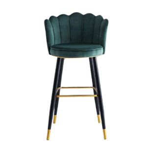 Scallop Emerald Velvet Brass Counter Stool - Avant Garde Furniture - Designer Furniture Store & Luxury Home Decor
