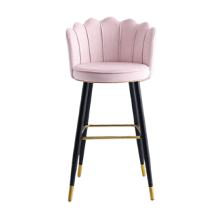 Scallop Pink Velvet Brass Counter Stool - Avant Garde Furniture - Designer Furniture Store & Luxury Home Decor
