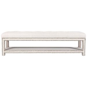 Serena Beige Tufted Gold Studded Bench - Avant Garde Furniture - Designer Furniture Store & Luxury Home Decor