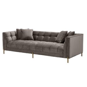 Sienna Savona Grey Velvet Brass Sofa 231cm - Avant Garde Furniture - Designer Furniture Store & Luxury Home Decor