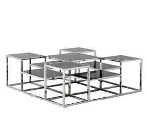 Smythe Chrome Black Glass Coffee Table 120cm