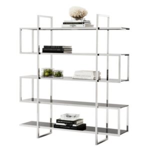 Soho Chrome Black Glass Etagere - Avant Garde Furniture - Designer Furniture Store & Luxury Home Decor