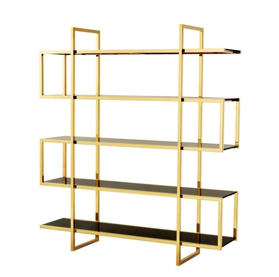 Soho Gold Black Glass Etagere - Avant Garde Furniture - Designer Furniture Store & Luxury Home Decor