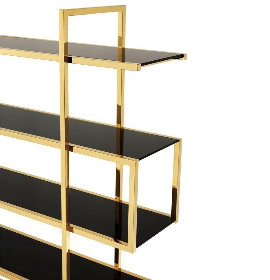 Soho Gold Black Glass Etagere - Avant Garde Furniture - Designer Furniture Store & Luxury Home Decor