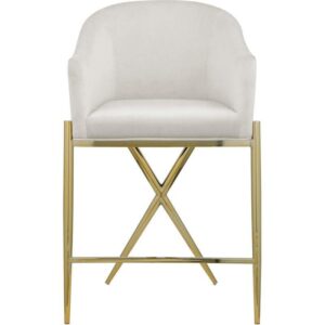 Stiletto White Velvet Gold Counter Stool - Avant Garde Furniture - Designer Furniture Store & Luxury Home Decor