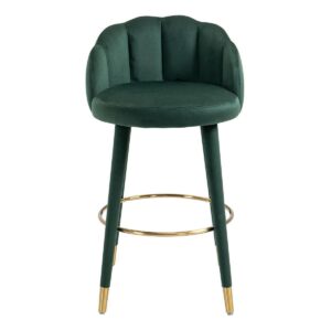 Suri Emerald Velvet Brass Barstool - Avant Garde Furniture - Designer Furniture Store & Luxury Home Decor