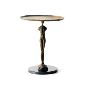 Le Femme Antique Brass Marble Sidetable - Avant Garde Furniture - Designer Furniture Store & Luxury Home Decor