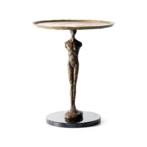 Le Homme Antique Brass Marble Sidetable - Avant Garde Furniture - Designer Furniture Store & Luxury Home Decor