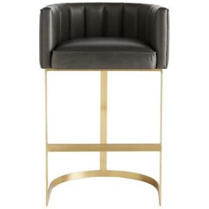 Theodore Brown Leather Brushed Gold Counter Stool - Avant Garde Furniture - Designer Furniture Store & Luxury Home Decor