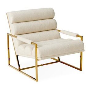 Trendsetter Beige Velvet Brass Armchair - Avant Garde Furniture - Designer Furniture Store & Luxury Home Decor