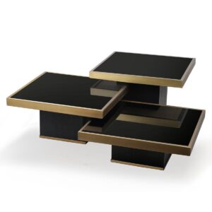Tribeca Black Oak Brass Coffee Table Set - Avant Garde Furniture - Designer Furniture Store & Luxury Home Decor