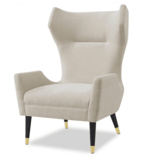 Vendome Beige Velvet Gold Wing Chair - Avant Garde Furniture - Designer Furniture Store & Luxury Home Decor