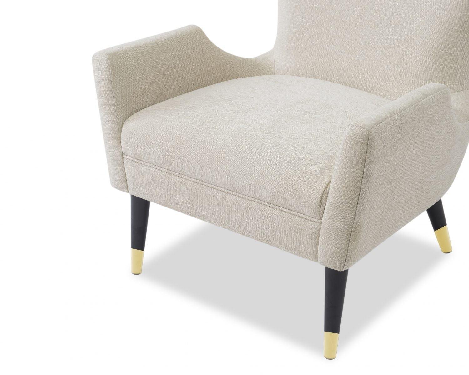 Vendome Beige Velvet Gold Wing Chair - Avant Garde Furniture - Designer Furniture Store & Luxury Home Decor