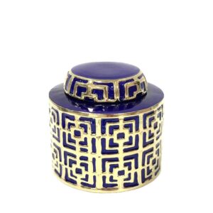 Victoria Navy & Gold Jar 18cm - Avant Garde Furniture - Designer Furniture Store & Luxury Home Decor