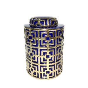 Victoria Navy & Gold Jar 28cm - Avant Garde Furniture - Designer Furniture Store & Luxury Home Decor