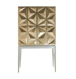 Vivaldi Geometric Gold Lacquer Bar Cabinet - Avant Garde Furniture - Designer Furniture Store & Luxury Home Decor