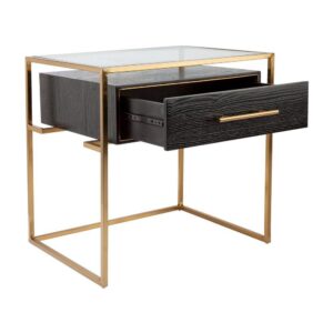 Vogue Black Ash Brushed Gold Bedside Drawer - Avant Garde Furniture - Designer Furniture Store & Luxury Home Decor
