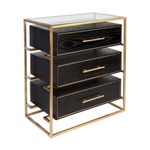 Vogue Black Ash Gold Bedside 70cm - Avant Garde Furniture - Designer Furniture Store & Luxury Home Decor