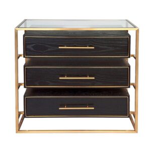Vogue Black Ash Gold Bedside - Avant Garde Furniture - Designer Furniture Store & Luxury Home Decor