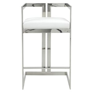 Vogue White Velvet Chrome Counter Stool - Avant Garde Furniture - Designer Furniture Store & Luxury Home Decor