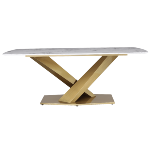 Voltaire Brushed Gold White Grey Dining Table 200cm - Avant Garde Furniture - Designer Furniture Store & Luxury Home Decor