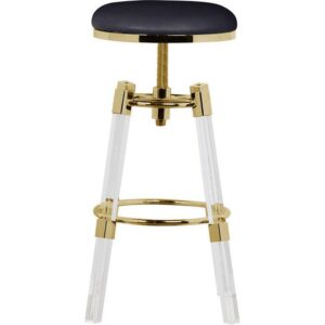 Waldorf Black Leather Lucite Gold Stool - Avant Garde Furniture - Designer Furniture Store & Luxury Home Decor