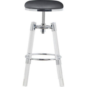 Waldorf Grey Leather Lucite Chrome Stool - Avant Garde Furniture - Designer Furniture Store & Luxury Home Decor