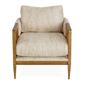 Willow Beige Suede Mahogany Armchair - Avant Garde Furniture - Designer Furniture Store & Luxury Home Decor