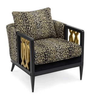 Willow Leopard Twill Black Gold Armchair - Avant Garde Furniture - Designer Furniture Store & Luxury Home Decor