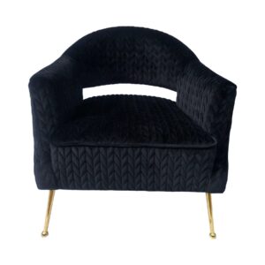 Zalmi Black Velvet Chevron Velvet Gold Armchair - Avant Garde Furniture - Designer Furniture Store & Luxury Home Decor