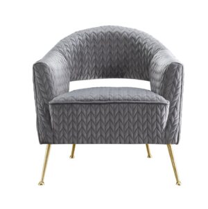 Zalmi Grey Velvet Chevron Gold Armchair - Avant Garde Furniture - Designer Furniture Store & Luxury Home Decor