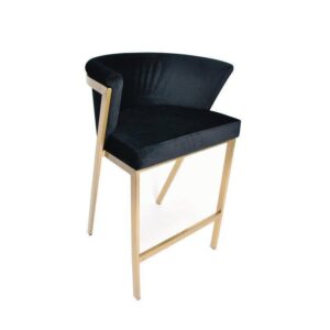 Zanetti Black Velvet Brushed Gold Barstool - Avant Garde Furniture - Designer Furniture Store & Luxury Home Decor