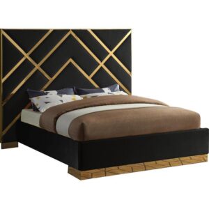 Zara Black Velvet Gold Bed - Avant Garde Furniture - Designer Furniture Store & Luxury Home Decor
